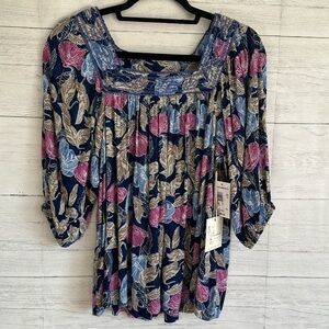 CAFFÉ Marrahesh Square Neck Embroidered Blouse | SIZE S
